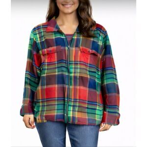 CHAPS colorful plaid zipper front light jacket size XL